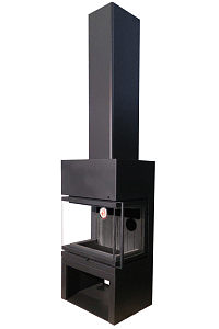 Камин Экокамин МАДРИД на дровнике черный шамот подовый